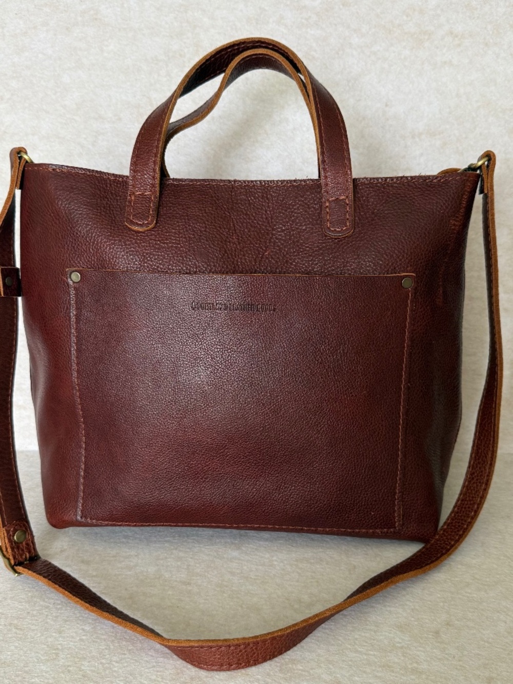 VGUC Portland Leather Goods PLG Medium Crossbody Tote with Zipper in Nutmeg